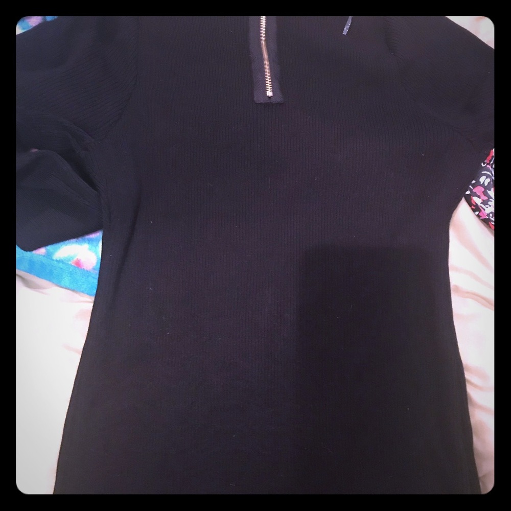 Black Ribbed Sweater Dress